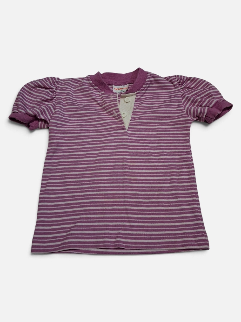 Vintage Healthtex Girls Purple Striped Short Sleeve Top 3T